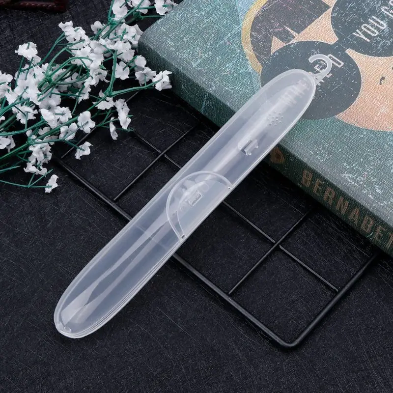 

23x3.5x3cm Plastic Toothbrush Holder Box Transparent Travel Portable Protective