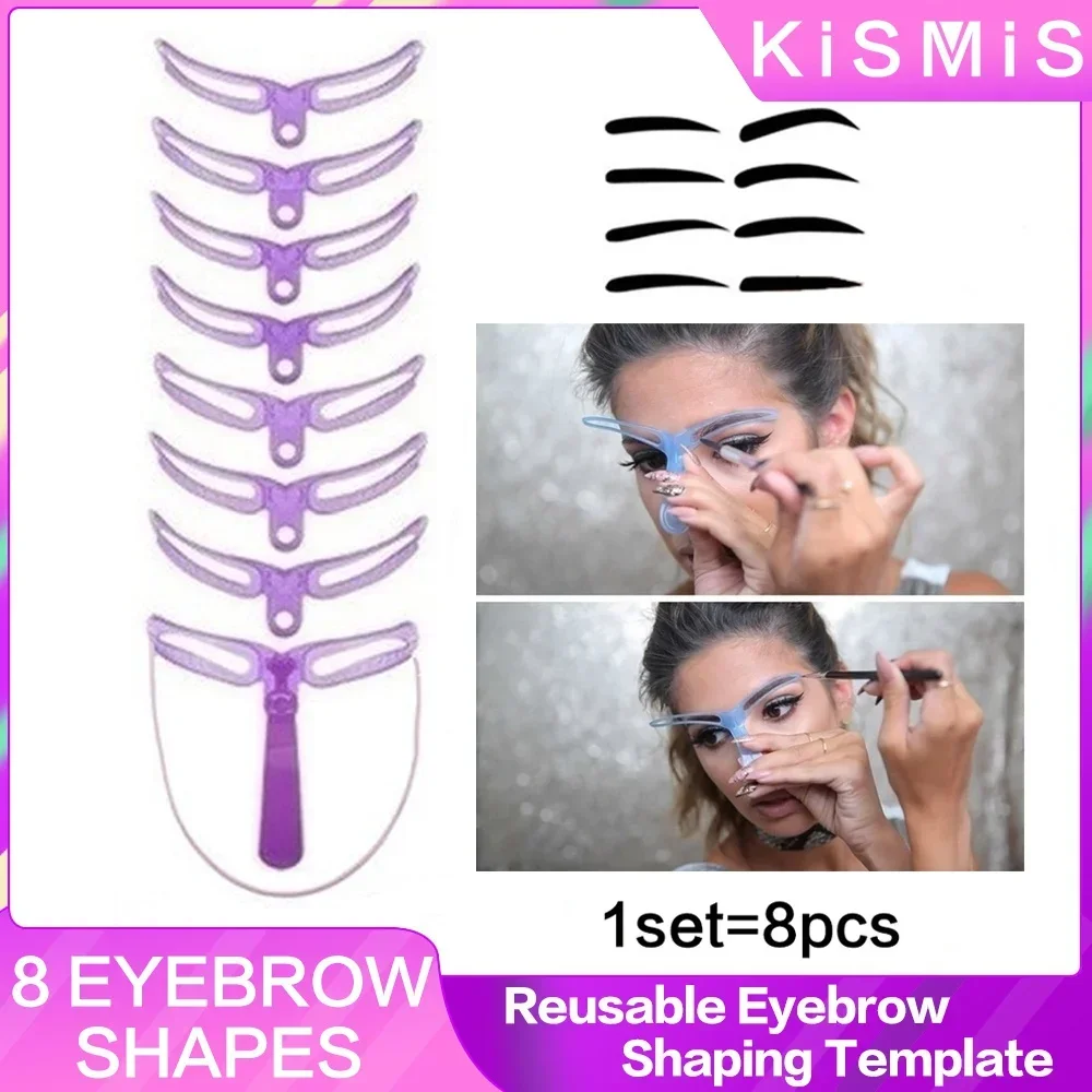 Description Picture 2 of item8Pcs Reusable Eyebrow Shaper Makeup Template Practical Seamless Plastic Eyebrow Tool for Home Use Eyebrow Styling Kit