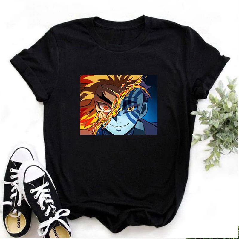 

Round Neck Clothes Demon Slayer Cool Hip Hop Anime Print Trend Unisex Loose T-shirt Summer Soft Casual Men's Short Sleeve Tops