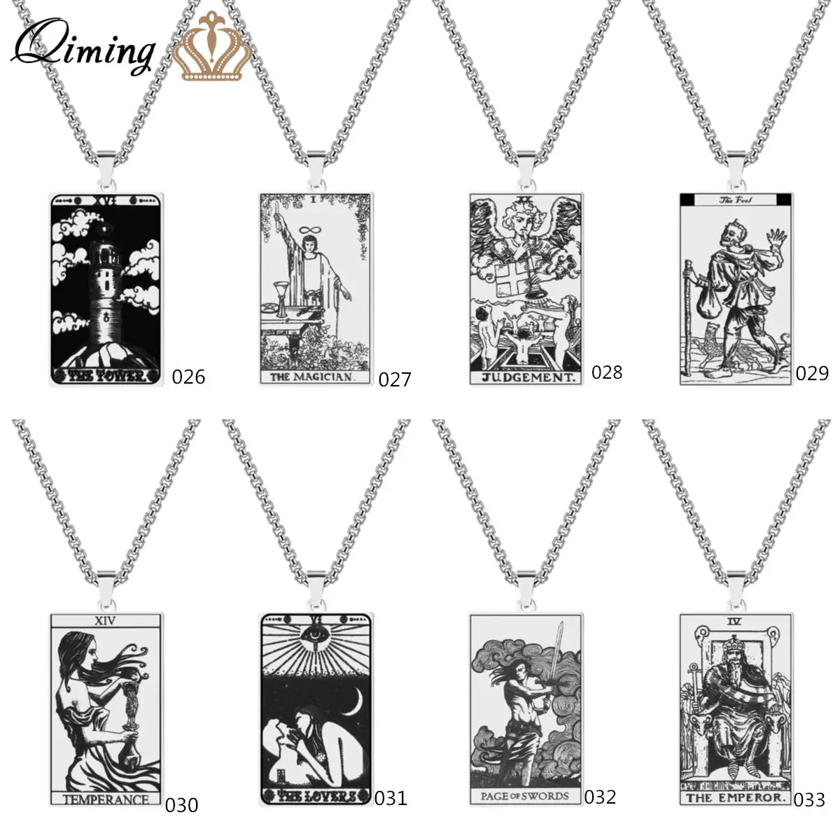 Qiming Trendy Tarot Cards Couple Necklace For Women Men The Lover Emperor  Tower Judgement Stainless Steel Party Jewelry - Necklace - AliExpress
