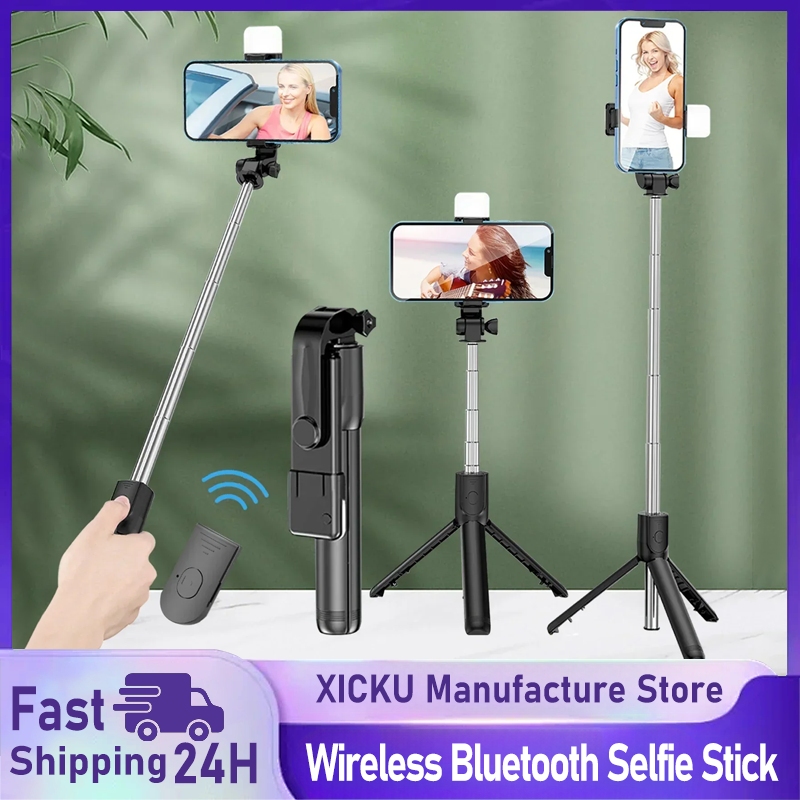  Wireless Selfie Stick Tripod Stand with Light Bluetooth Remote Extendable Tripod for iPhone Mobile Phone Live Streaming 