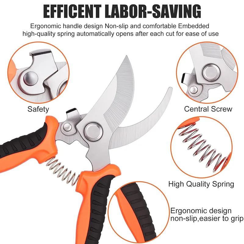 Gardening Tools Scissors 4PCS Garden Scissors Set With Sharpening Stone Stainless Steel Pruning Shears Sharp Blades Curved garden scissors pruning shears garden tools garden pruner