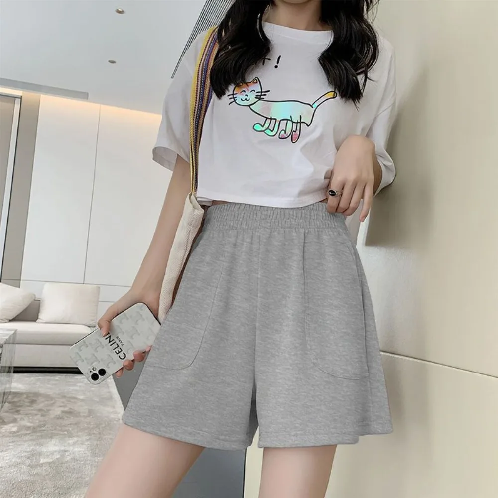 Invisible Open Crotch Shorts for Women, Casual Sports Pants, Loose Wide Leg Hot Pants, Home Fitness Trousers, Outdoor Sex, Summe