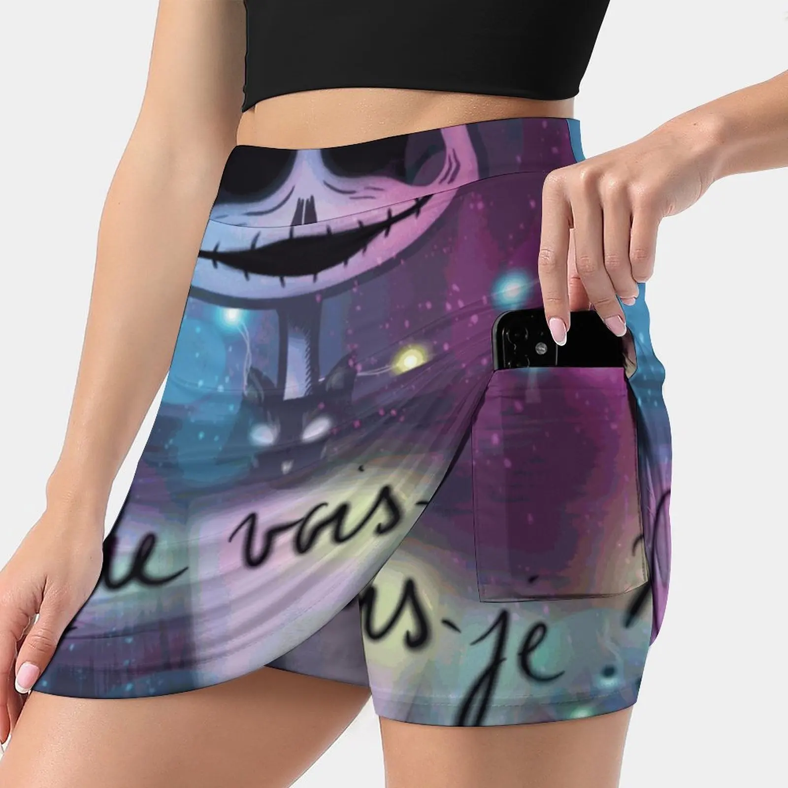 

Jack Trending Fashion Skirt Summer Printed Women Sport Skirts Double-Layer Athletic Jack Jack Skeleton Tim Burton Christmas Joy