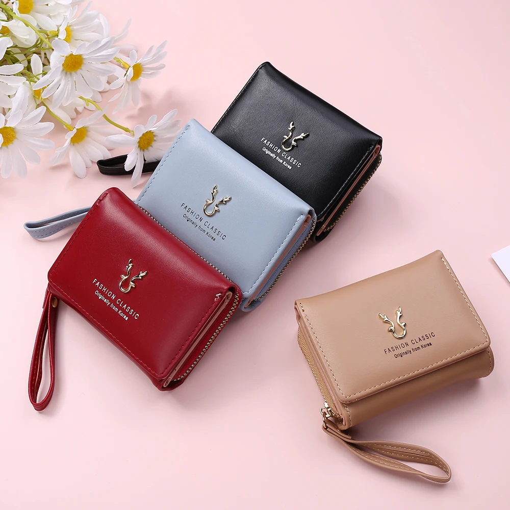 Luxury Brand Women's Small Wallet Female Card Holder Short Wallets with Coin Purse for Woman Ladies PU Leather Hasp Mini Clutch 2