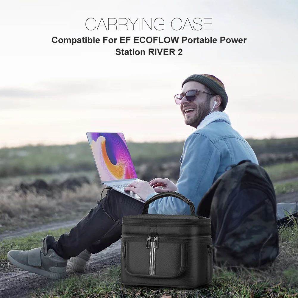 Carrying Case for Ef Ecoflow River 2 Portable Power Station Bag Storage Case Waterproof Anti-drop with Shoulder Strap & Handle