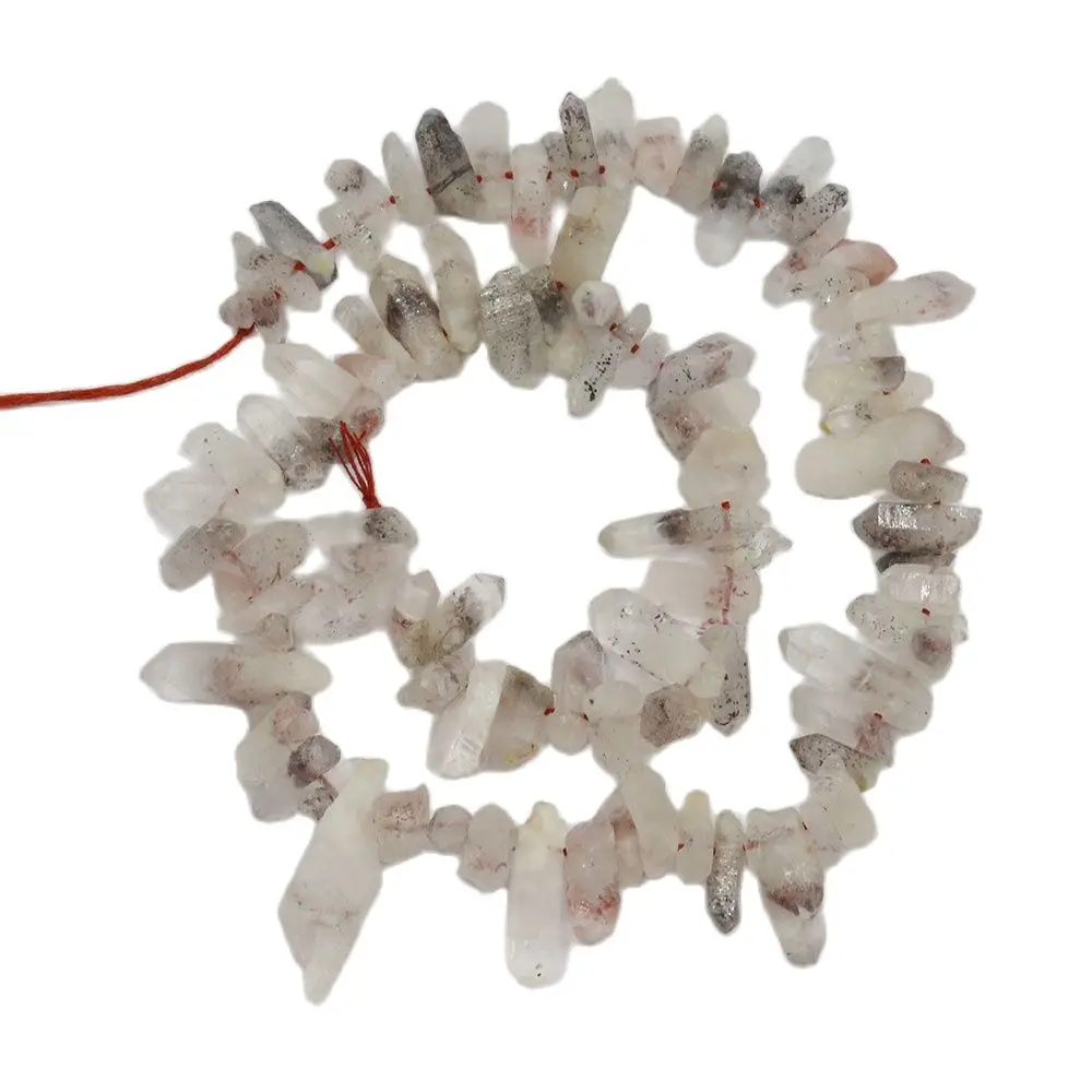 

APDGG 4x12-6x15mm Natural Strawberry Quartz Top-drill Red Flower Crystal Freedom Rough Nugget Loose Beads 16" Jewelry DIY