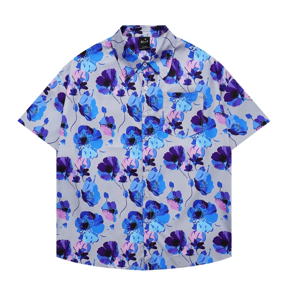 

Гавайская пляжная рубашка в стиле ретро для мужчин, уличная одежда в стиле Харадзюку с цветочным принтом, повседневные Модные топы на пуговицах в стиле Алоха в стиле хип-хоп, лето