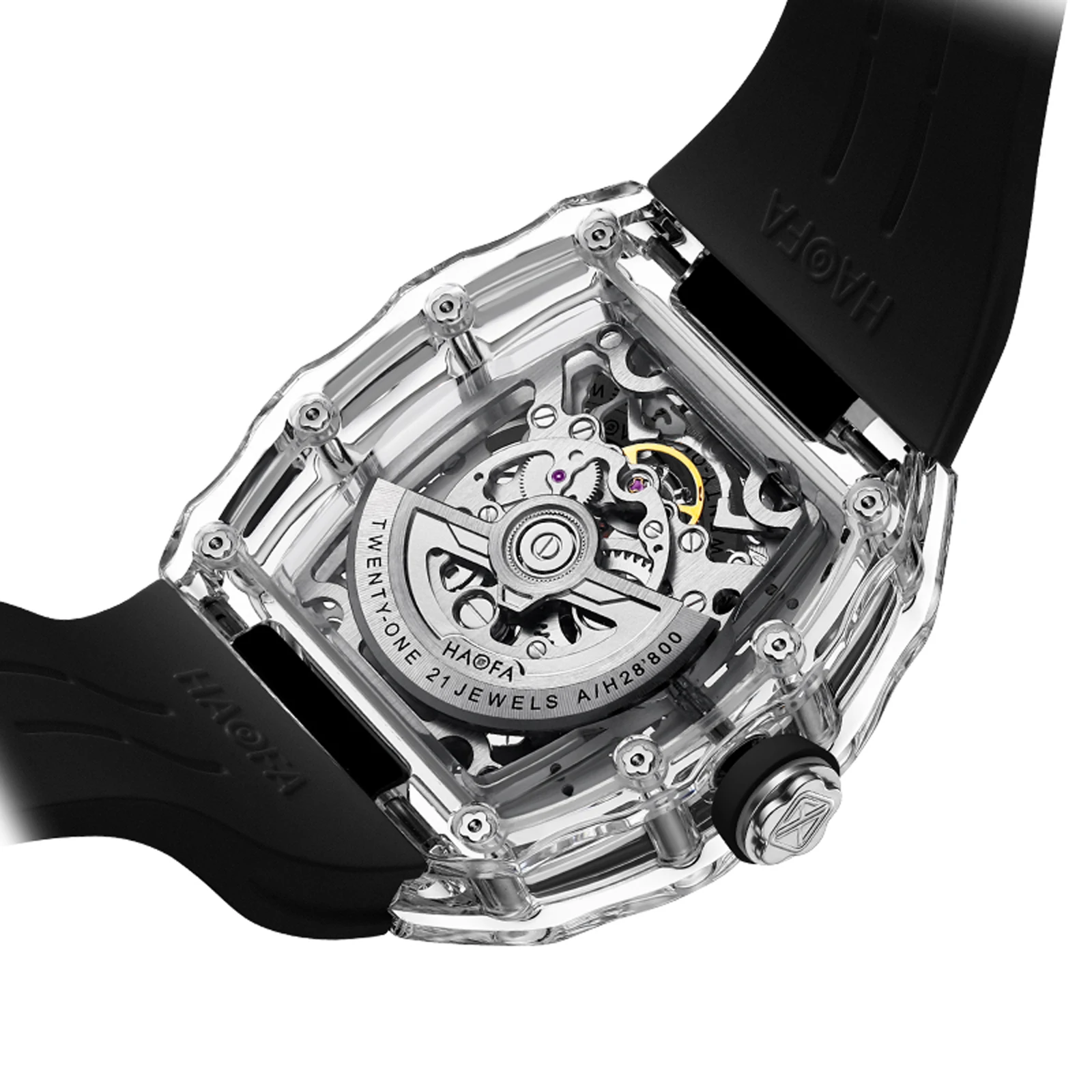 Orologio Meccanico Automatico Uomo Scheletro – Quadrante Trasparente 42mm, Lancette Luminescenti, Cinturino In Gomma, 3 ATM