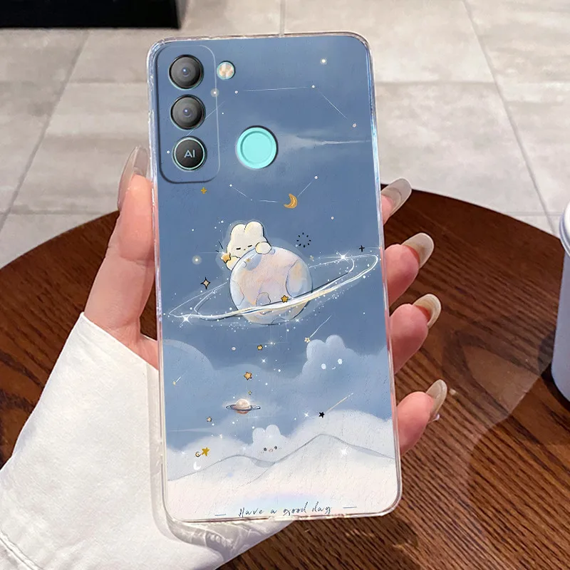 Aesthetic Cute Cat Cartoon Astronaut Transparent Silicone Phone Case