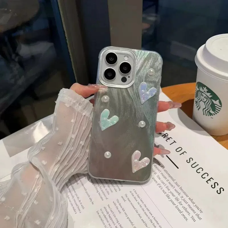 Luxurious DIY 3D Heart Dazzle Lustre Lining Hard Phone Case