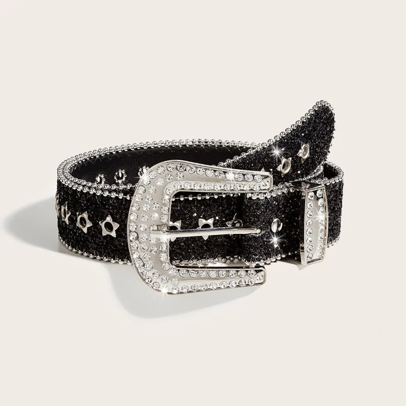 Rhinestone Wide Belt for Women | Ins Style Fashionable Sparkly Strap, Versatile  Design  Accessory for  Jeans & Outfits