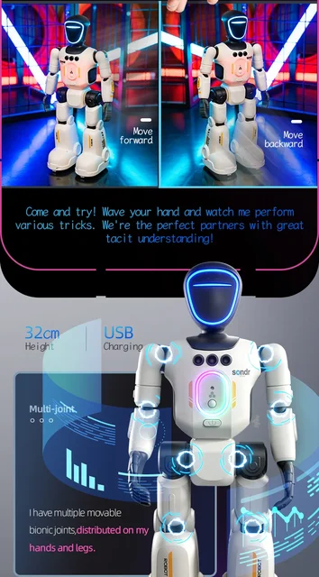 Smart Dancing Remote Control Robot Toy 2.4G Joint Mobility Breathing Light Record RC Robot Intelligent Robot for Child Kid Toys 1