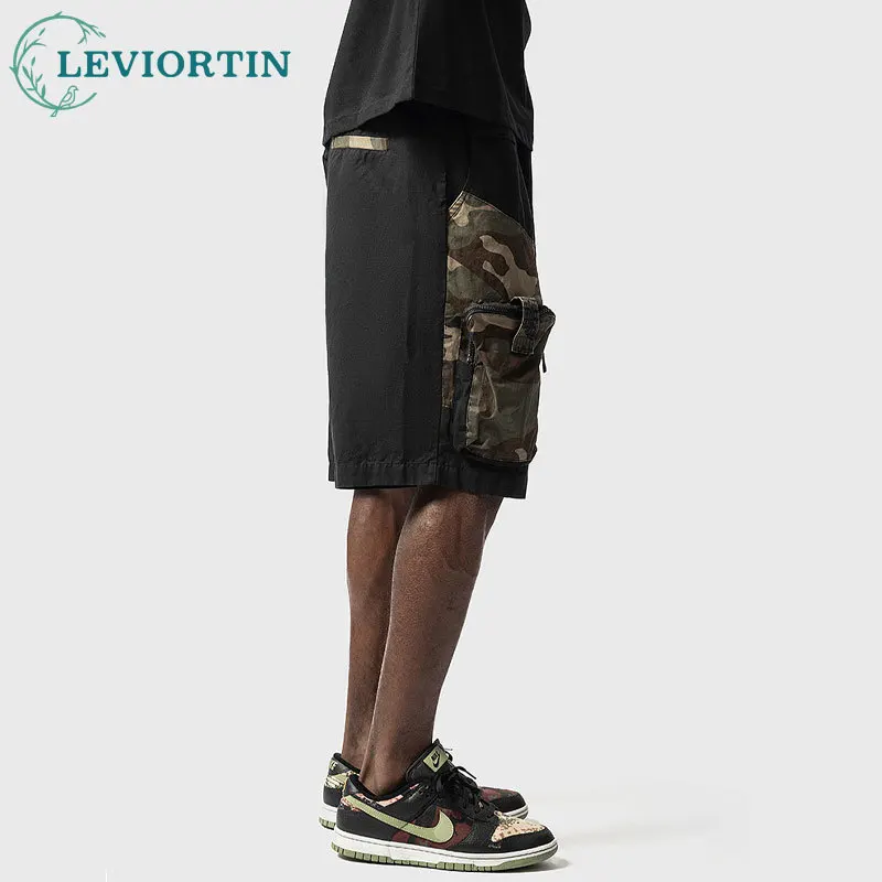Pure Cotton Cargo Camouflage Shorts for Men Summer Outdoor Multi Pocket Stretch Cargo Training Camping Climbing Short Pants