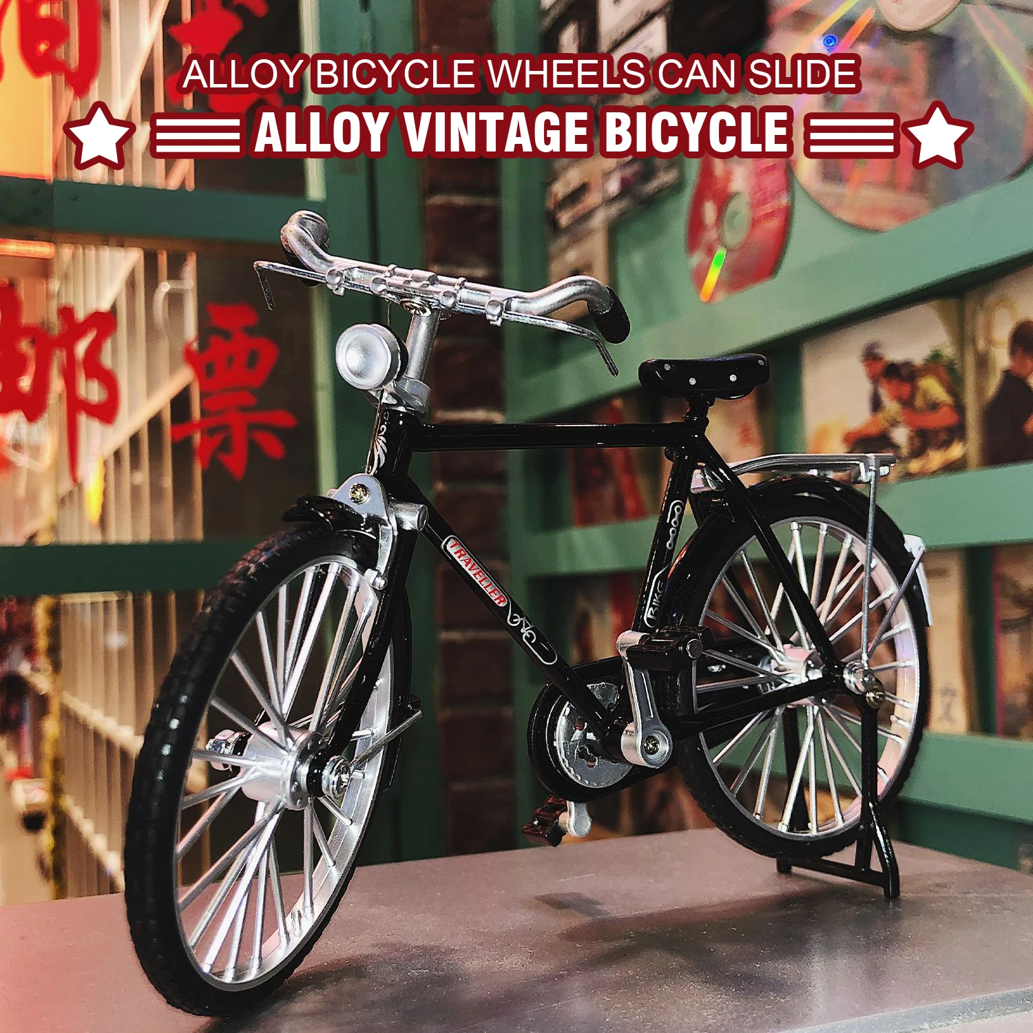 1/10 Metal Simulation Old-fashioned Retro Bicycle Diecast Bikes Alloy Model Classic Toys Gifts for Boys Kids Home Decorative bike toys