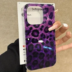 Stylish Purple Leopard Pattern Soft Laser Phone Case Cover - iPhone 12 (1)
