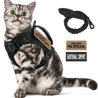 Tactical Cat Harness Leash with 2 Patches Set Puppy Vest For Military Small Dogs Pet Harnesses Working Training Cats Accessories 1