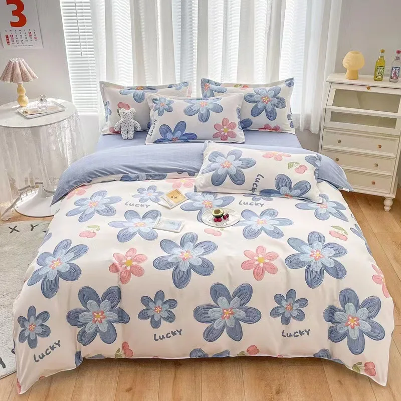 

2023 Cotton matte four piece spring and autumn style pure cotton matte bed sheets, quilts, bedding sets GREY