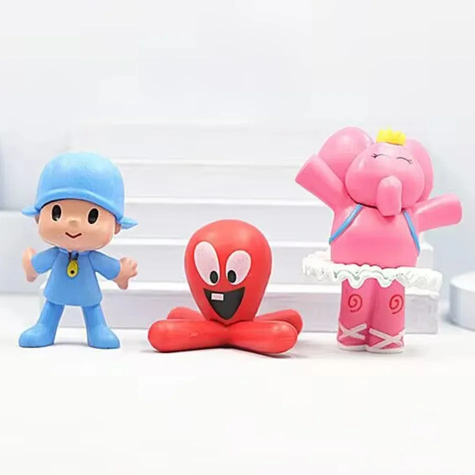 7-Piece Pocoyo Animal Toy Set - Bird, Duck, Elephant Ornaments & Cute PVC Figures