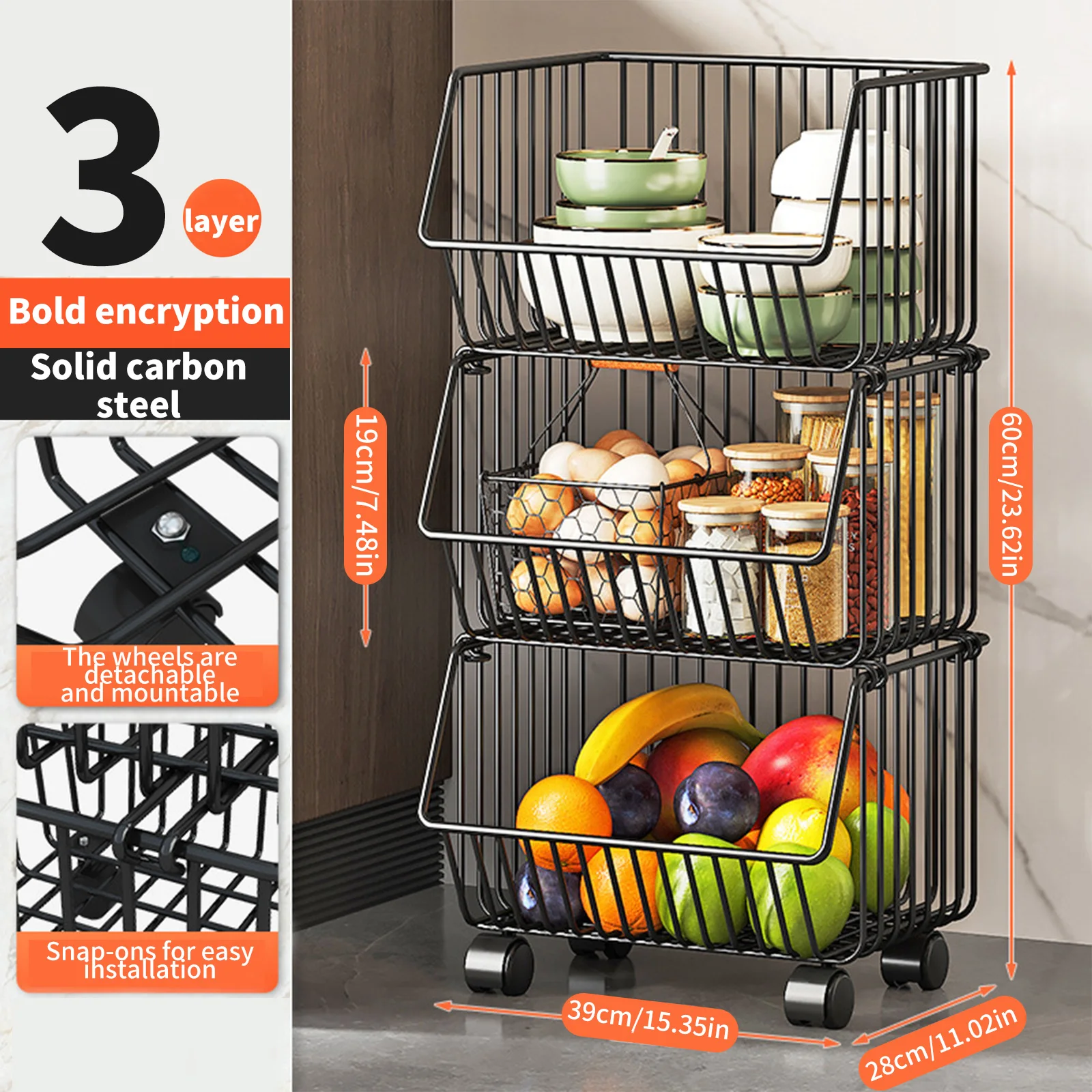 Estante de almacenamiento multicapa para cocina, torre deslizante, estante de baño, con interruptor de ruedas para frutas y ruedas, carrito móvil