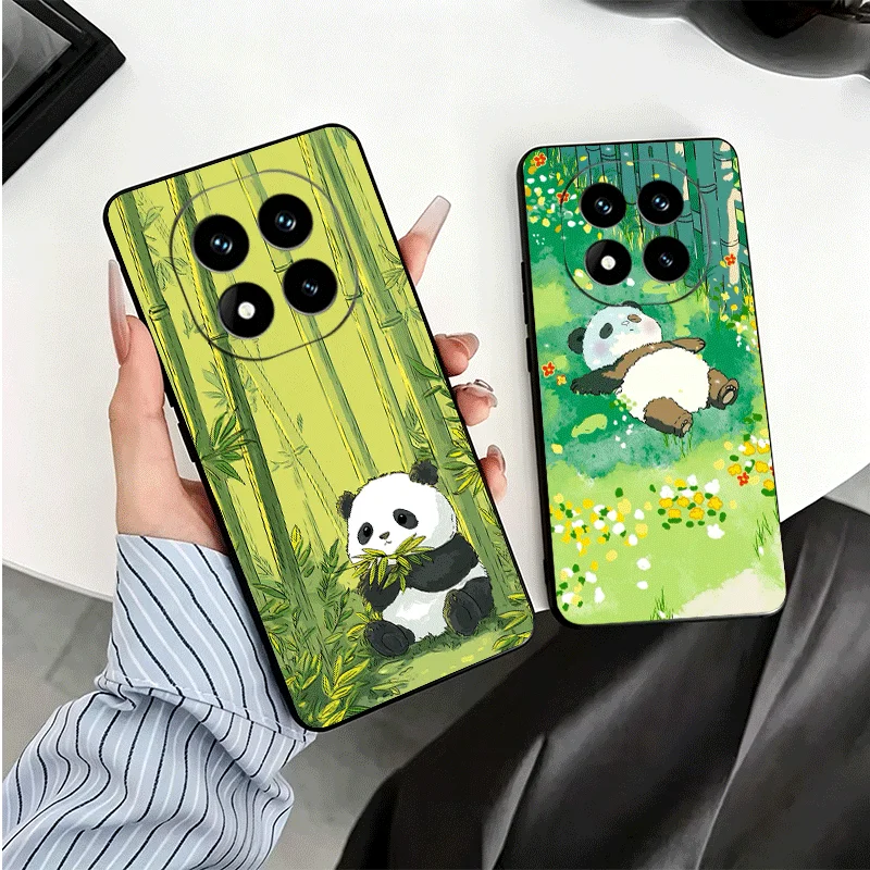 Adorable Cartoon Panda Soft Black Phone Case Cover