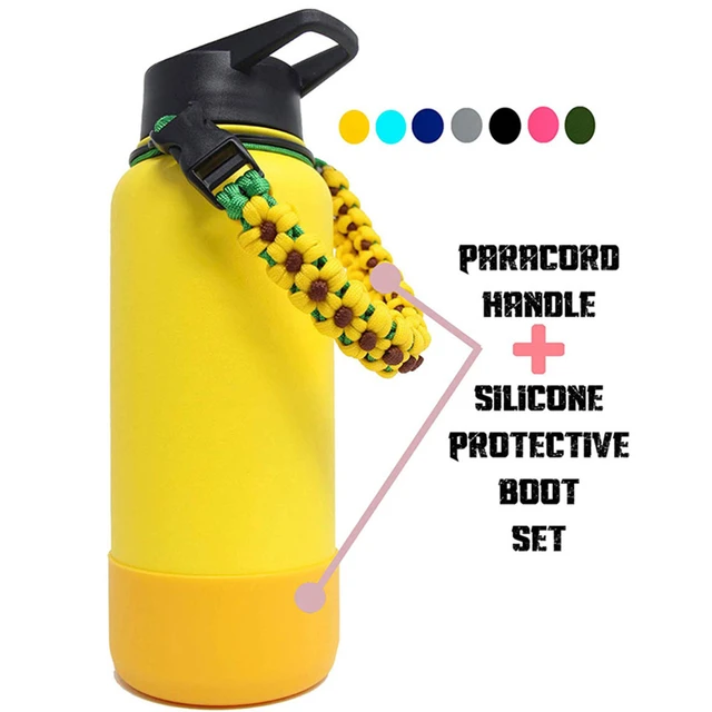 Paracord Handle For Water Bottle And Silicone Sleeve Boot