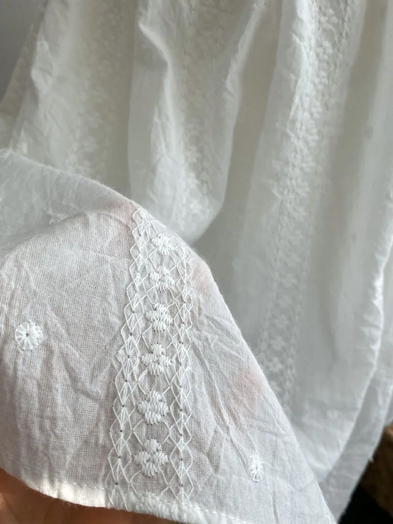 Cotton Embroidered Floral Girls Sleeveless Summer Dress