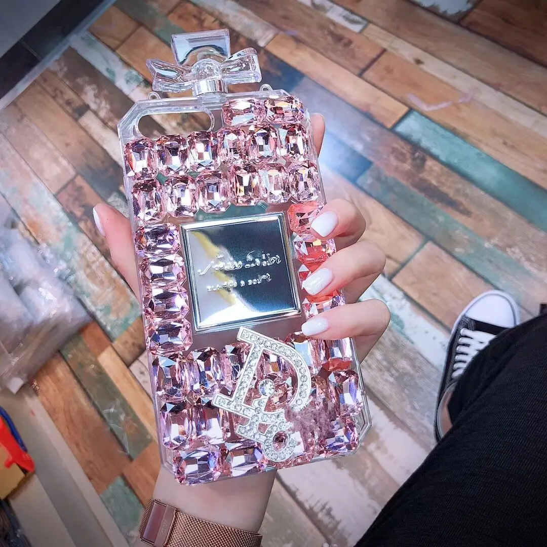 

Luxury Bling Rhinestones Perfume Bottle Phone Cases For IPhone Apple 15 Plus Pro Max Women Crystal Diamond Glitter Mobile Covers
