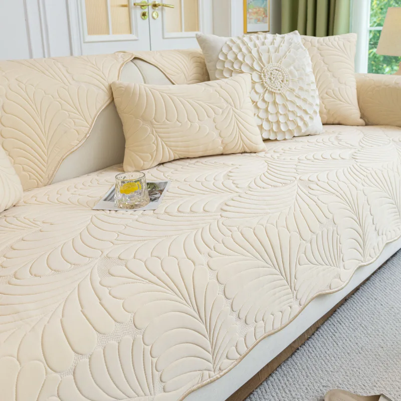 Fresh Pure Cotton Sofa Cover Protector Chaise Four Season Stretch Corner Sofa Cushion Sofa Towel 1/2/3/4-seater for Living Room 4