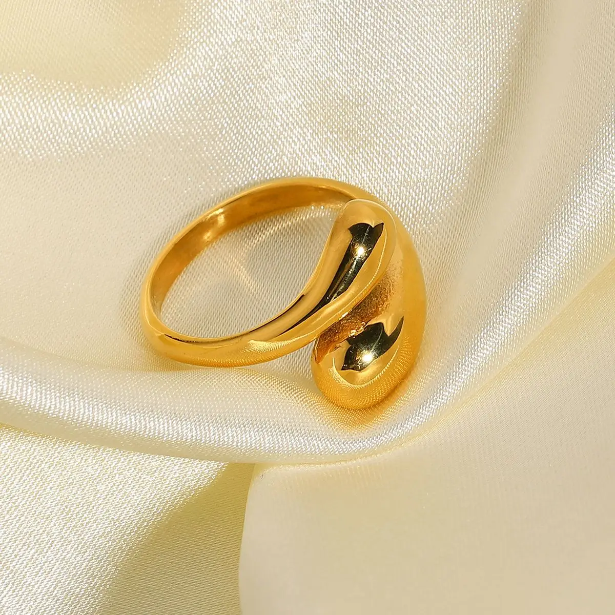 18K Gold Plated 316L Stainless Steel Chunky Rings For Women