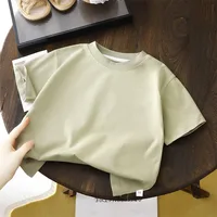Été solide enfants coton décontracté à manches courtes blanc rouge noir T-shirts filles bébé vêtements enfants garçons enfant en bas âge hauts de haute qualité 3