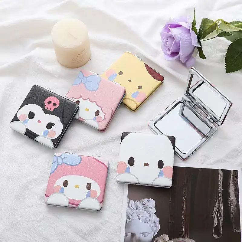 

Foldable Sanrios Cartoon Cosmetic Mirror Hello Kittys Kuromi Cinnamoroll Kawaii Girl Heart Portable Mini Makeup Mirror Girl Gift