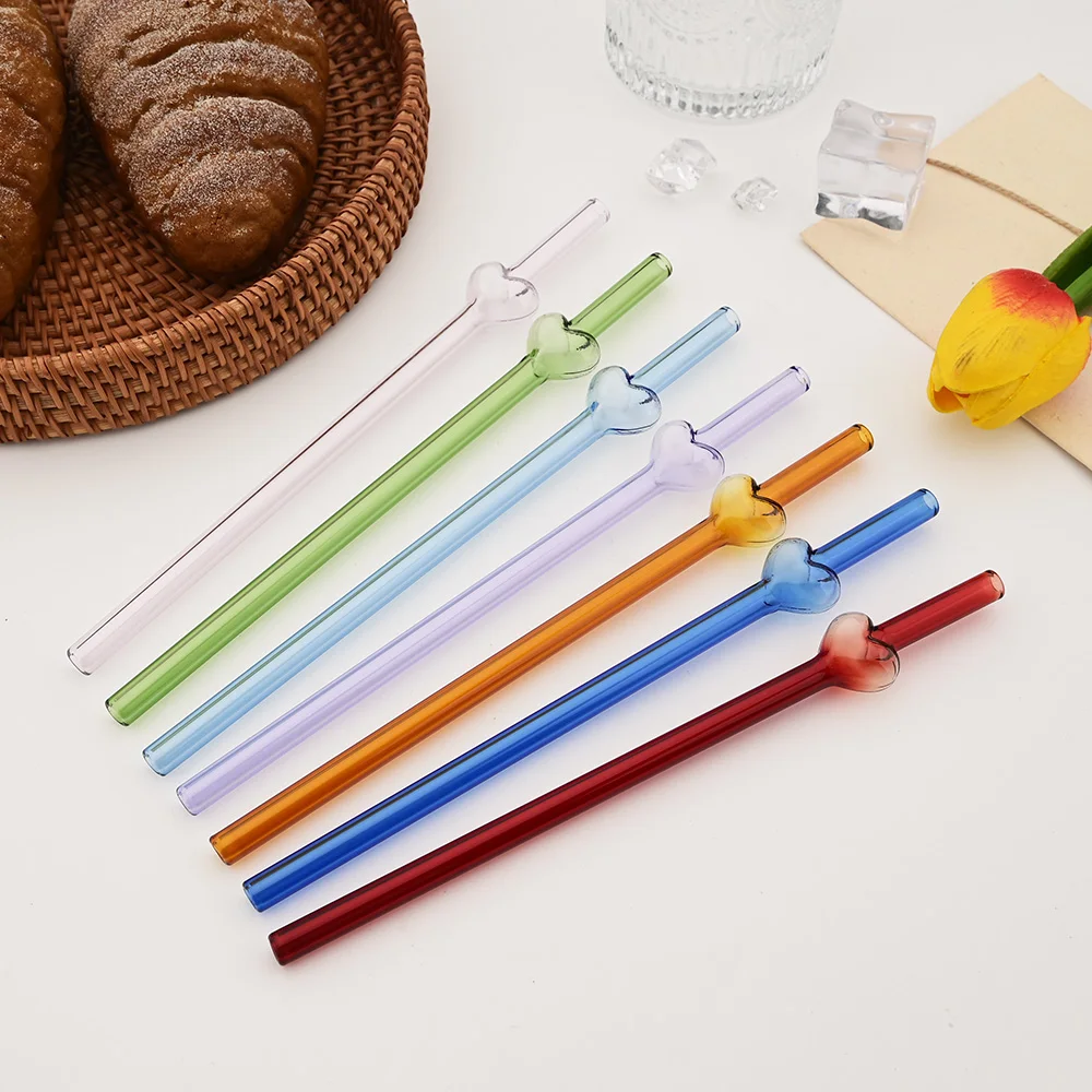 Eco-Friendly High Borosilicate Glass Straw Set - 9-Piece Reusable Collection for Smoothies and Cocktails