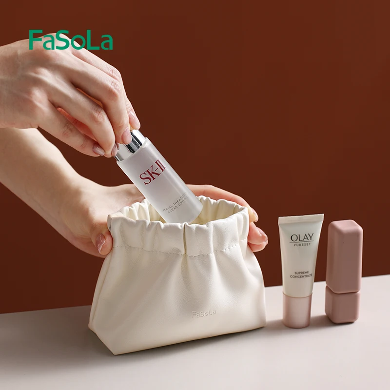 FaSoLa PU 심플 미니 립스틱 메이크업 보관 가방, 여성용 키 쥬얼리 디지털 정리함 휴대용 파우치, 숙녀 소형 화장품 가방