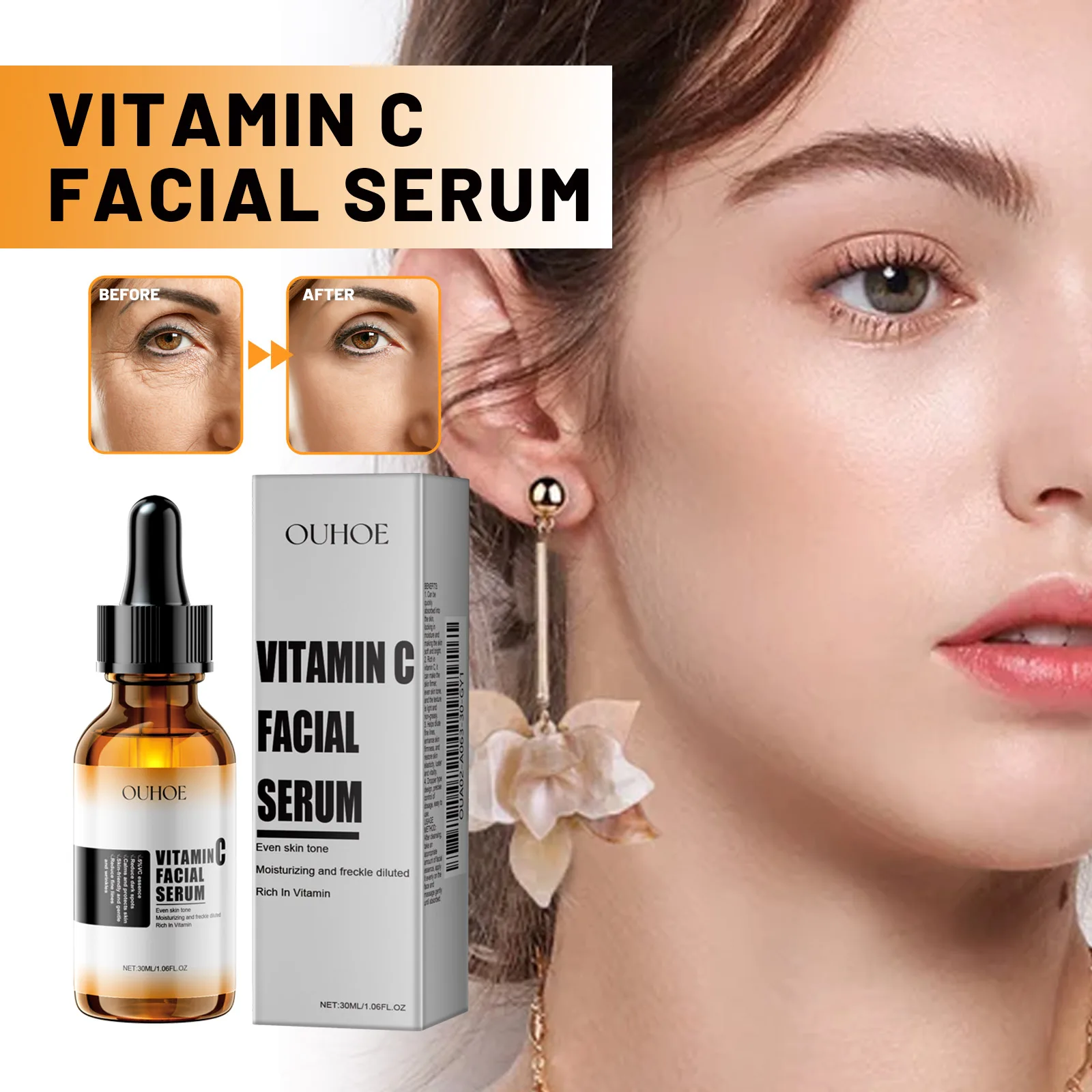 Vitamin C Facial Serum Fine Line Removal Serum Firming Facial Serum Glycerin Vitamin E, Facial Skin Care Products