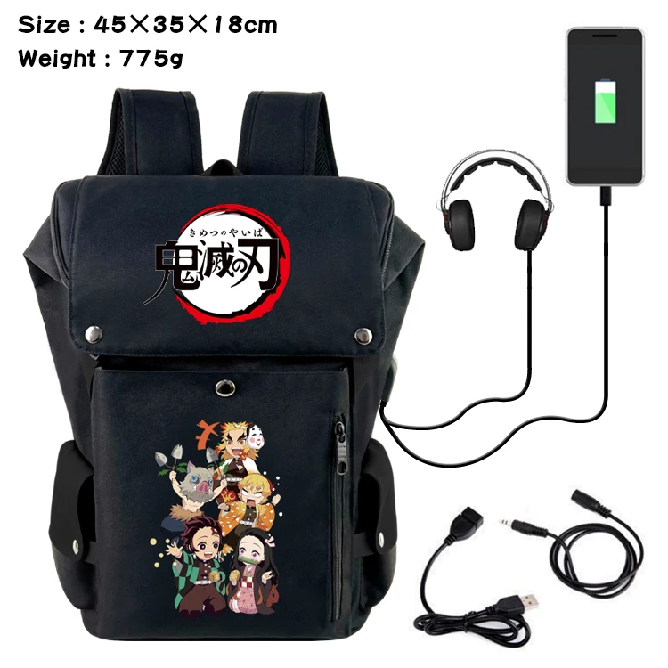 

Demon Slayer Kimetsu no Yaiba Anime Backpack Student School Bag Teenagers USB Charging Laptop Rucksack Travel Shoulder Bags