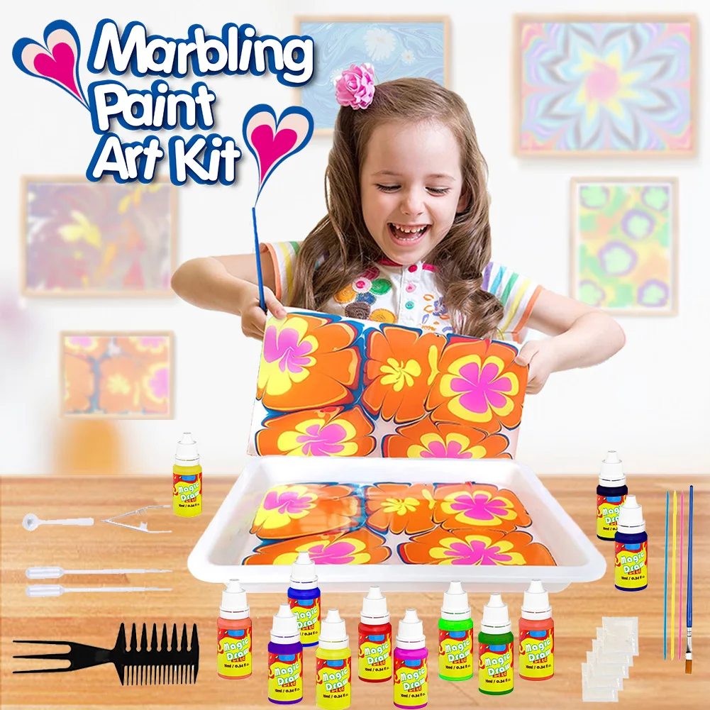 Creative Unlimited - Kids' Water Marbling Painting Kits, Water Art Paint Set, The Ideal Arts & Crafts Gift for Boys & Girls Ages 3-5 4-8 8-12