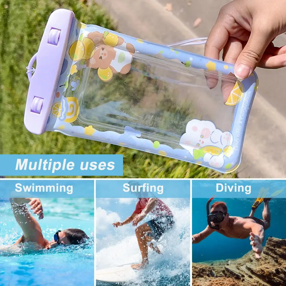 

Waterproof Touchscreen Phone Bag Cute Transparent PVC Airtight Protection Sensitive Screen Slide Swim Pouch Summer Women Supply
