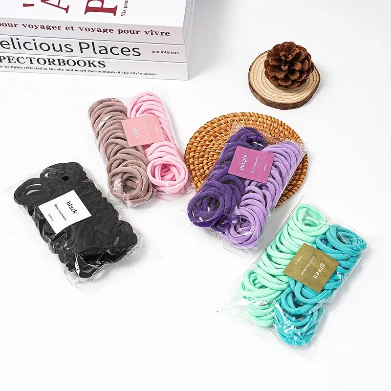 Dual Color Four Season High Elastic Seamless Hair Rope 50 Piece Set Simple and Durable Fashionable Leather Band Soft Knitt