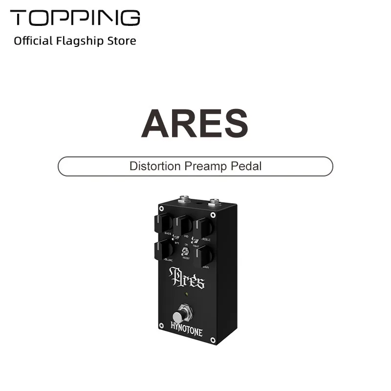 TOPPING ARES Distortion Preamp Pedal 5-Stage JFET Circuit 3-Band EQ Boost for Aggressive Tone Ideal for 7-String Guitars