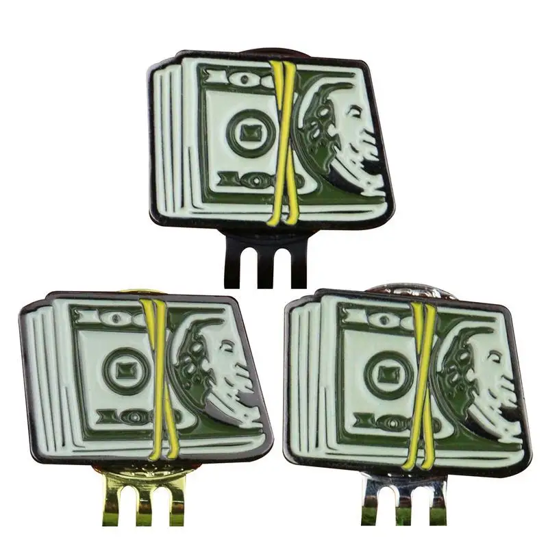 Dollar Bill Golf Ball Mark With Magnetic Golf Hat Clip Unique Funny Marker Training Aids For Boys Girl Kids Golfer Gift