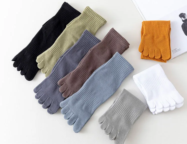 sports socks cotton socks middle tube socks breathable socks business socks Five Finger Socks Split Toe Men's Mid tube Toe Socks Sweat-absorbing Five Finger Breathable Business Cotton Office