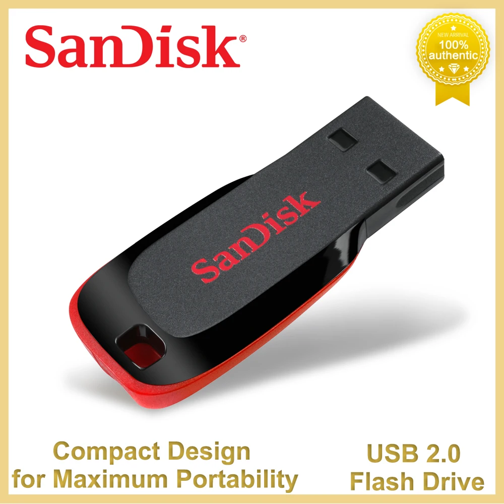Sandisk Usb 2.0 Flash Drive Cruzer Blade Pendrive 128gb 64gb 32gb