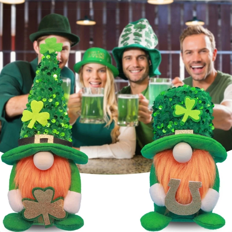 Bambola Peluche Senza Volto Gnomo Fatta A Mano, Figurine Quadrifogli Folletto Verde Dropship