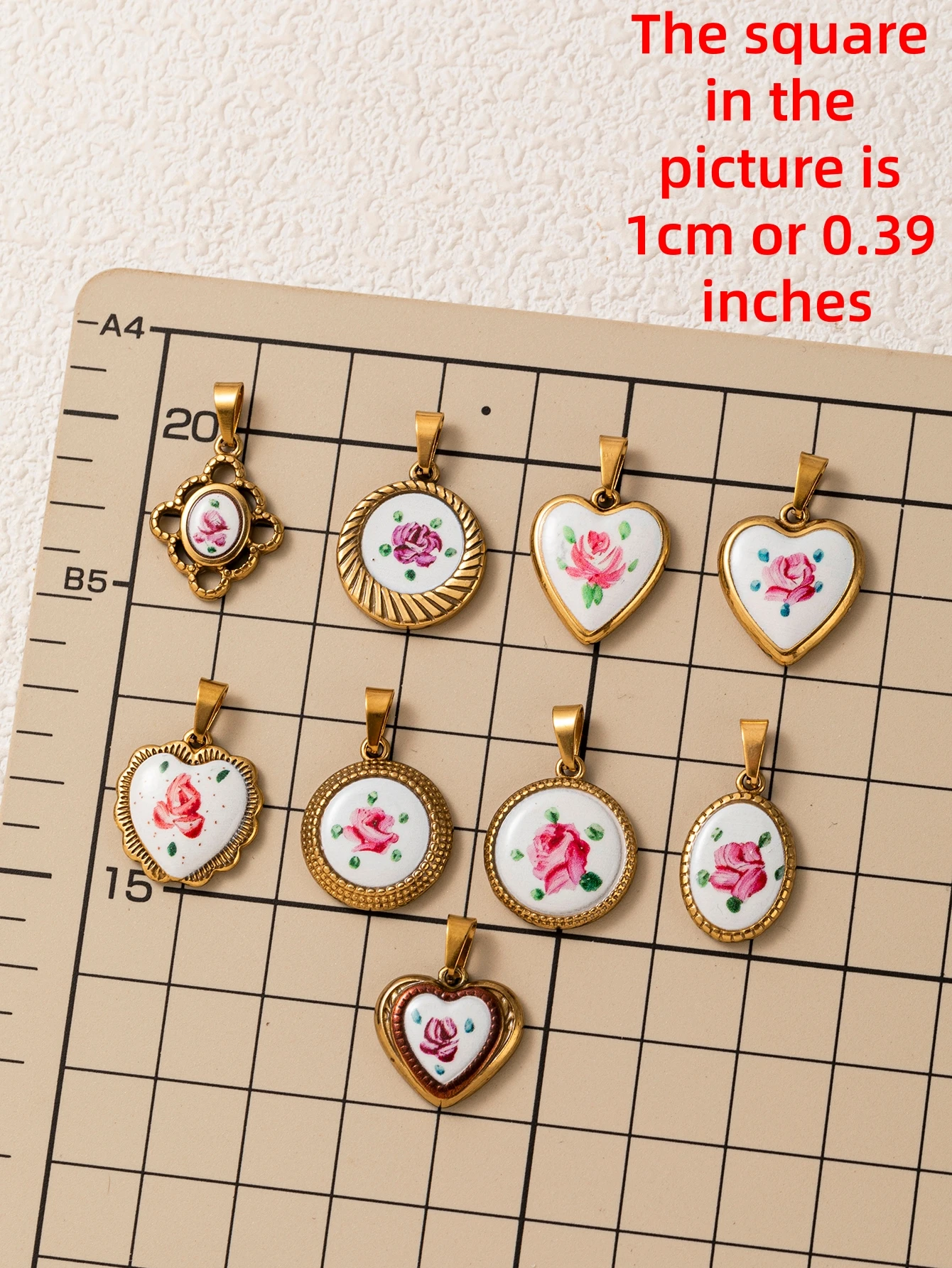 Neue Niedliche und Frische Geometrische Liebesblume aus 316 Edelstahl, Wasserdicht, Farbbeständig, DIY-Anhänger für Schmuck