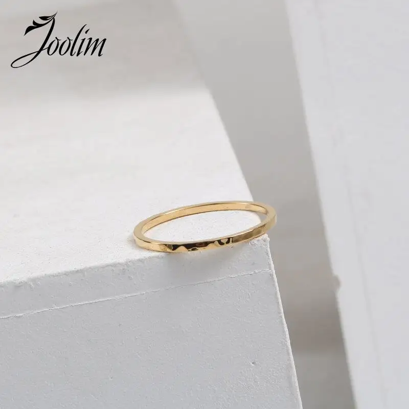 Joolim High End Gold Pvd Fashion Tarnish Free Fine Hammer Rings For