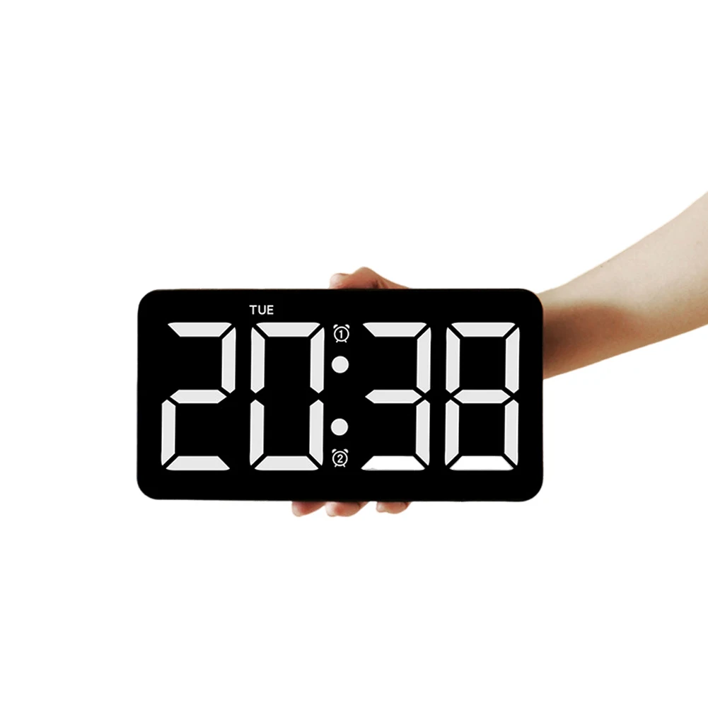 Digital Wall Clock, LED Screen Digital Clock With Remote Control, Large Wall Clock With Temperature Humidity Display, 10.5" Tabl