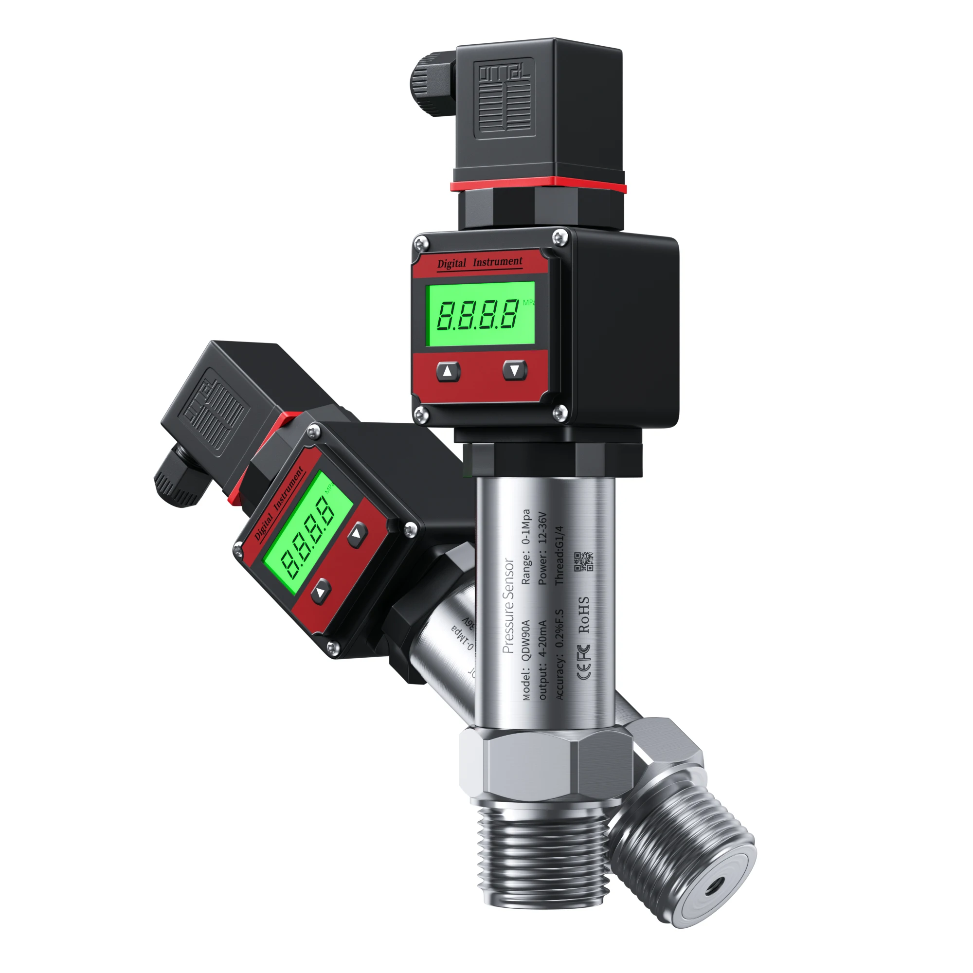 LCD Display G1/4" Pressure Transmitter Sensor 4-20ma 0-10V Pressure Transducer rs485 Sensor Transmitter