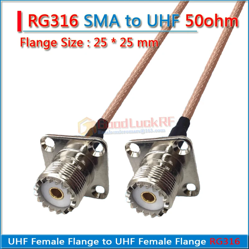 Zestaw zestaw PL259 SO239 UHF żeński kołnierz do SMA RP-SMA RP SMA męski i żeński 90 Degree4 otwór 25*25mm kabel ze zworką kabel RG316