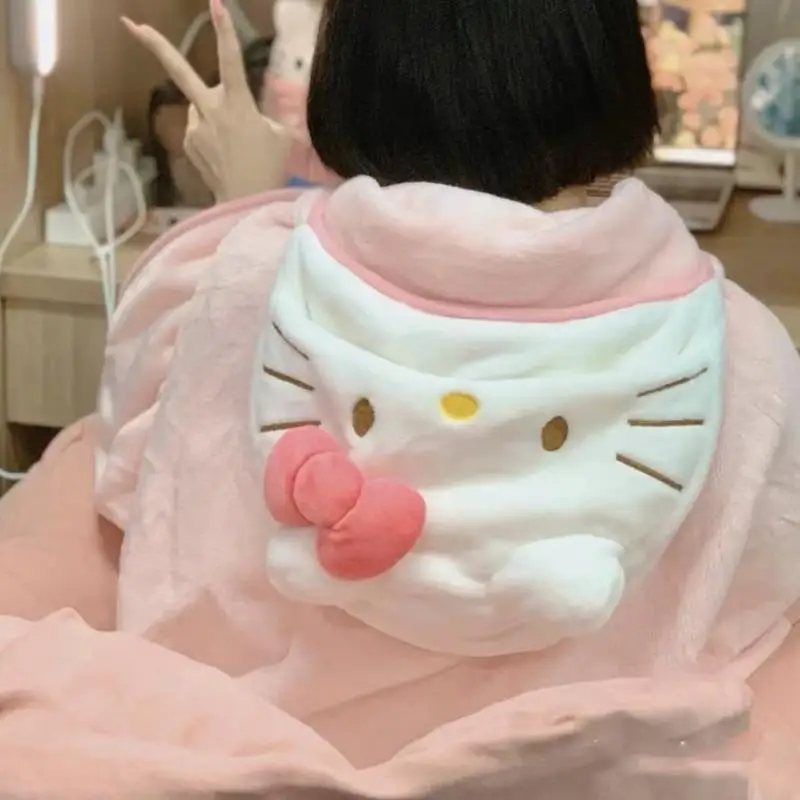Sanrio Hello Kitty Pink Home Coat Mantello Autunno Stagioni Kitty Pink Young Girl Heart Kt Cape Dormitorio Aria Condizionata Coperta